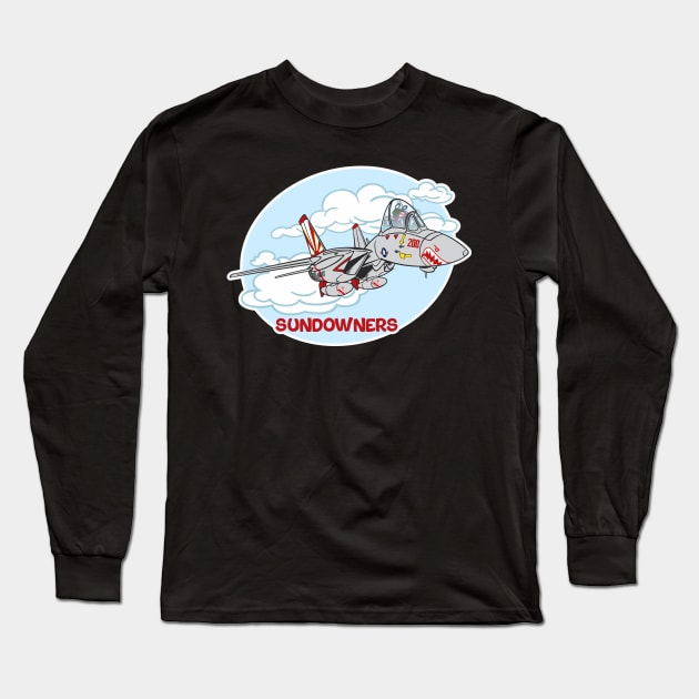Tomcat Cartoon VF-111 Sundowners Long Sleeve T-Shirt by MBK